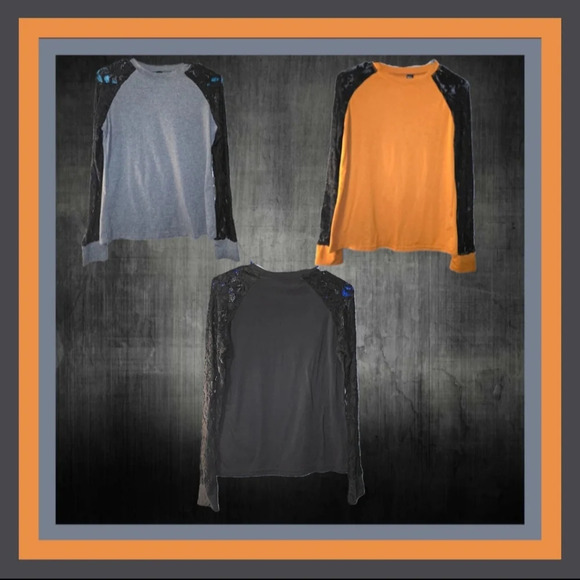 Bundle: 3 Long Sleeve Tees with Lace Sleeves - Extra Small - Picture 1 of 10